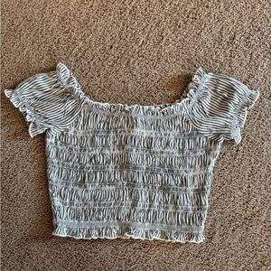 NWT American Eagle Green and White Striped Crop Top